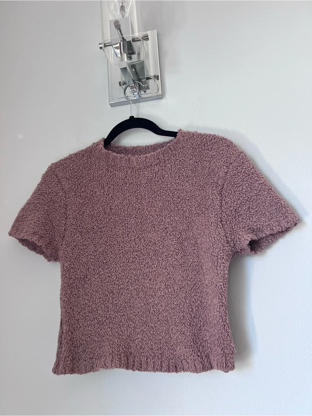 SKIMS Short Sleeve Bouclé Crop Top - Rose